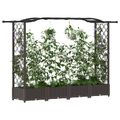 vidaXL Vyvýšený záhon s mriežkou a strechou Hnedá 207 x 40 x 123 cm PP