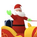 vidaXL Nafukovacia vianočná dekorácia Santa so sobmi s LED 130 cm