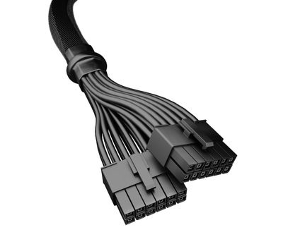 Be Quiet! kabelový adaptérov 12VHPWR na grafické karty Nvidia RTX4000 Redukcia, napájanie, 2x PCIe 12-pin na PCIe 12+4pin, 600W, dĺžka 60cm, kompatibilný so zdrojmi Be quiet!