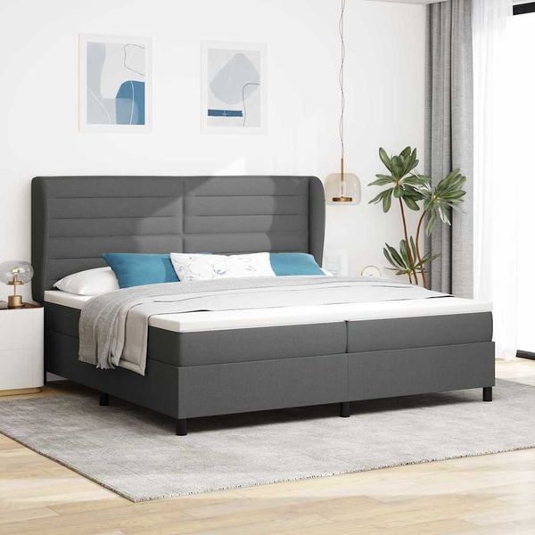 vidaXL Posteľ s pružinovým rámom Tmavo šedá 200 x 200 cm látka