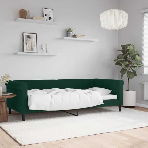vidaXL Denná posteľ tmavozelená 90x200 cm zamat