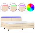 vidaXL Posteľ boxsping s matracom a LED krémová 200x200 cm látka