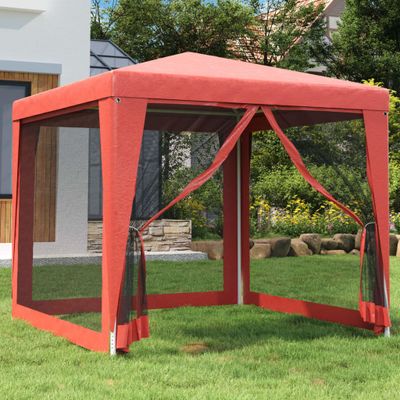 vidaXL Párty stan so 4 sieťovými bočnými stenami červený 2,5x2,5m HDPE