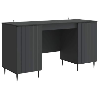 vidaXL Stôl s poličkou Čierna 142,5 x 50 x 75 cm Kompozitné drevo
