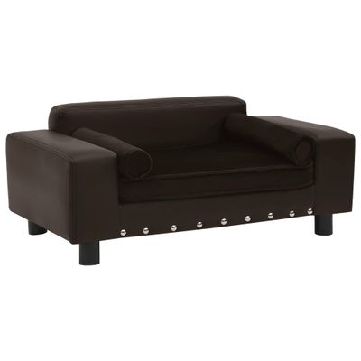 vidaXL Pohovka pre psa, hnedá 81x43x31 cm, plyš a umelá koža
