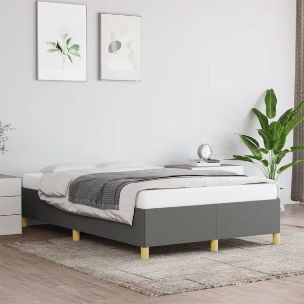 vidaXL Posteľ bez matraca tmavosivá 120x200 cm látka