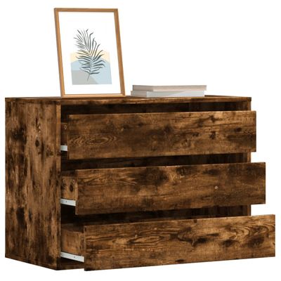 vidaXL Rohová komoda so zásuvkami dymový dub 80x41x58 cm kompoz. drevo