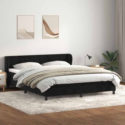 vidaXL Posteľný rám boxsping s matracmi čierna 180x220 cm zamat