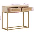 vidaXL Konzolový stolík 90x30x76 cm mangovníkový masív a železo