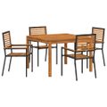 vidaXL Záhradný jedálenský set 5 ks Čierna Pevné akáciové drevo