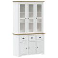 vidaXL Vysoká skrinka BODO biela a hnedá 115,5x43x200,5cm cm borovica