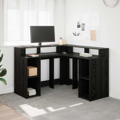 vidaXL Stôl s poličkou Čierny dub 130 x 130 x 91 cm Kompozitné drevo
