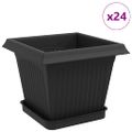 vidaXL Kvetináče 24 ks Čierna Plast