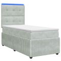 vidaXL LED boxspring posteľ s matracom Svetlosivá 80 x 200 cm Zamat