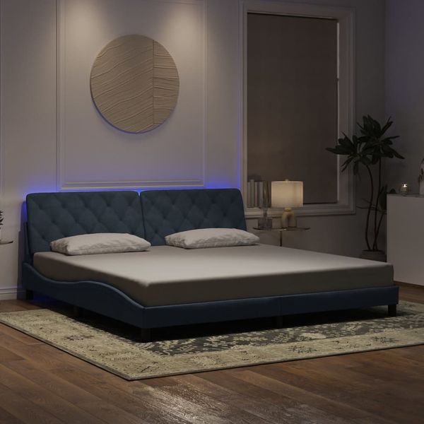 vidaXL Rám postele s LED bez matraca tmavosivý 200x200 cm zamat