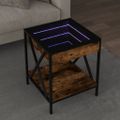 vidaXL Konferenčný stolík s nekonečnými LED dymový dub 40x40x49 cm