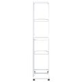 vidaXL 5-posch. stojan na kvety s kolieskami 44x23x100cm biely železo