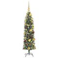 vidaXL Umelý chudý vianočný strom Zelená a biela 120 cm
