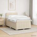 vidaXL Posteľ boxspring s matracom Krémová 120 x 190 cm Látka
