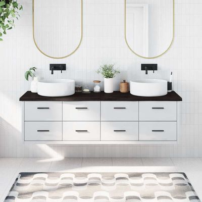 vidaXL Kúpeľňová doska tmavohnedá 180x60x(2-4) cm ošetrený masív