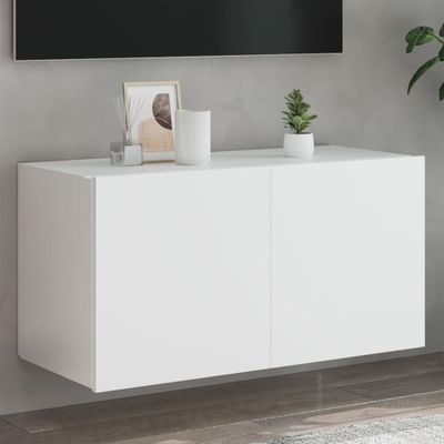 vidaXL TV nástenná skrinka s LED svetlami biela 80x35x41 cm