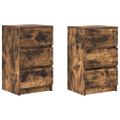 vidaXL Nočné skrinky s 3 zásuvkami 2 ks dymový dub 39x35x65 cm