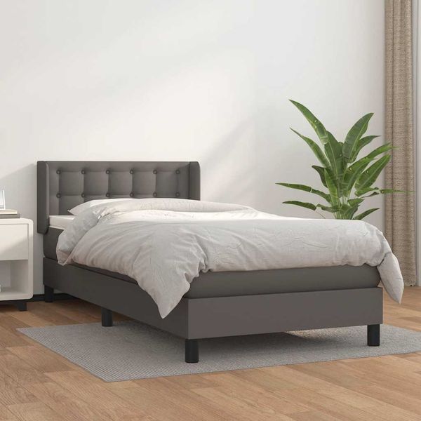 vidaXL Boxspring posteľ s matracom sivá 80x200 cm umelá koža