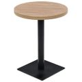 vidaXL Bistro stolík, MDF a oceľ, okrúhly, 60x75 cm, dubová farba