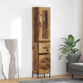 vidaXL Highboard Staré drevo 34,5 x 34 x 180 cm Kompozitné drevo