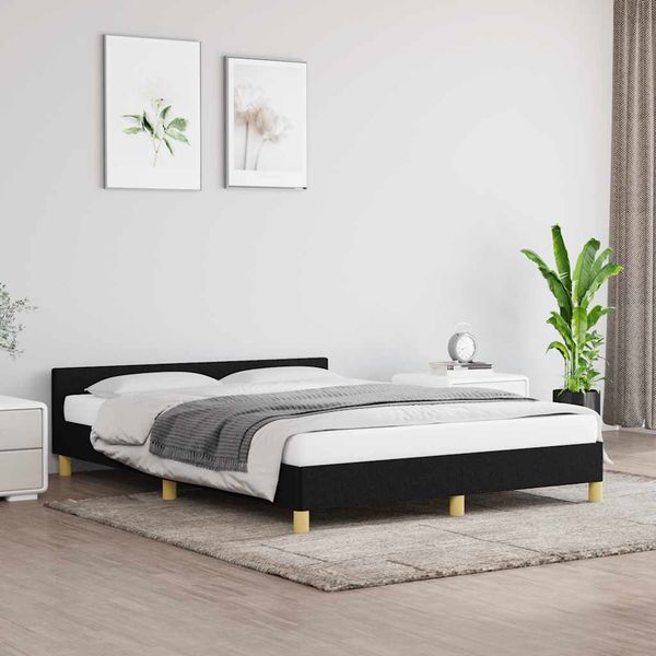 vidaXL Posteľ bez matraca čierna 140x190 cm látka
