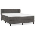 vidaXL Posteľný rám boxspring s matracom tmavosivý 140x190 cm zamat