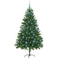 vidaXL Vianočný stromček s 300 LED-i so stojanom Zelená 180 cm PE