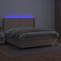 vidaXL Boxspring posteľ matrac a LED kapučínová 160x200 cm umelá koža