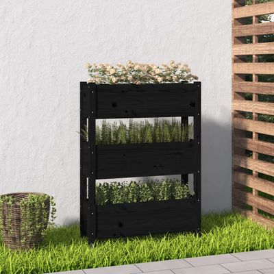 vidaXL Kvetináč čierny 77x25x104,5 cm borovicový masív
