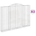 vidaXL Oblúkové gabionové koše 3ks 300x30x200/220cm pozinkované železo