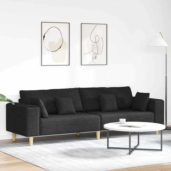 vidaXL Pohovka s vankúšom Čierna 250 x 77 x 76 cm látka