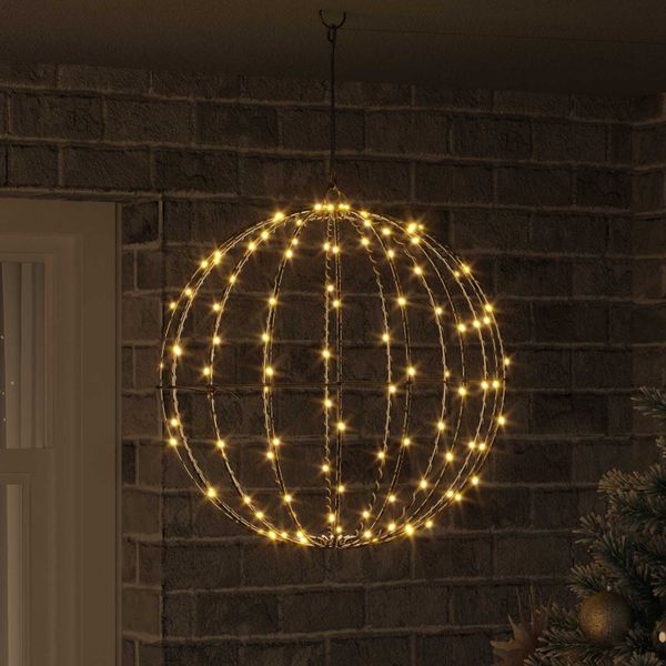 vidaXL Lopta 160 LED Teplá biela 50,5 x 50,5 x 52 cm Kov