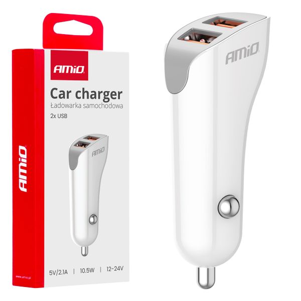 Nabíjačka do auta 2x USB-A 2.1A 12/24V AMiO-0387