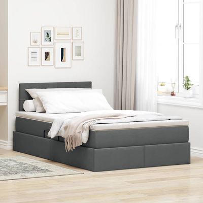 vidaXL Postel s úložným prostorem a matrací Tmavo šedá 120 x 190 cm