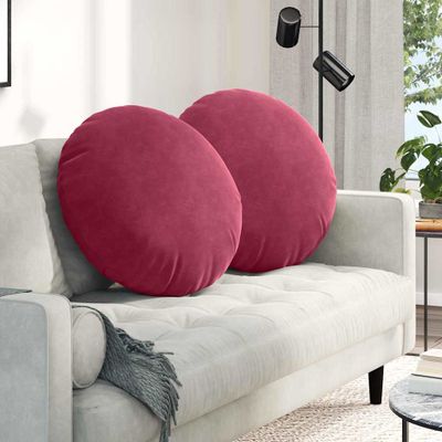 vidaXL Vankúše na sedenie 2 pcs Víno červené Ø60 x 21 cm Zamat