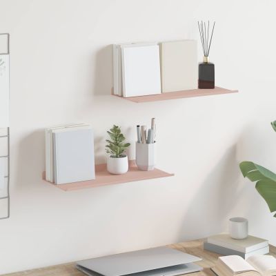 vidaXL Závesná polica Nástenný 2 pcs Ružová 40 x 18 x 2,5 cm Oceľ