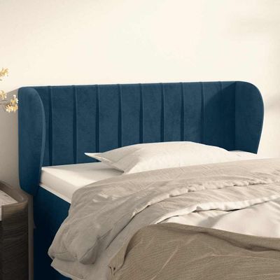 vidaXL Čelo postele so záhybmi tmavomodrá 103x23x78/88 cm zamat
