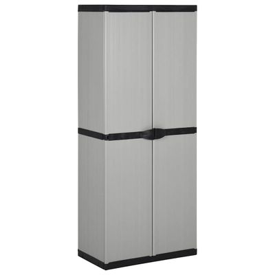 vidaXL Záhradná úložná skriňa s 3 policami sivá a čierna 68x40x168 cm