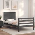 vidaXL Rám postele s čelom sivý 100x200 cm masívne drevo