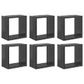vidaXL Nástenné police v tvare kocky 6 ks vysoký lesk sivé 26x15x26 cm