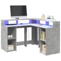 vidaXL Stôl s LED svetlami betónovo sivý 130x130x91cm kompozitné drevo