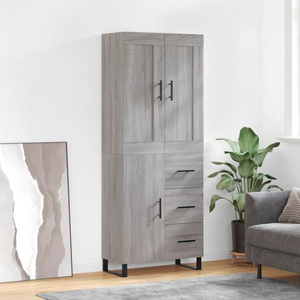 vidaXL Vysoká skrinka sivý dub sonoma 69,5x34x180 cm spracované drevo