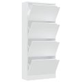 vidaXL Botník so 4 dvierkami biely 59x24x136 cm drevotrieska