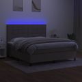 vidaXL Posteľ boxsping s matracom a LED sivohnedá 160x200 cm látka