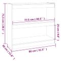 vidaXL Knižnica/deliaca stena sivá 80x30x71,5 cm masívna borovica